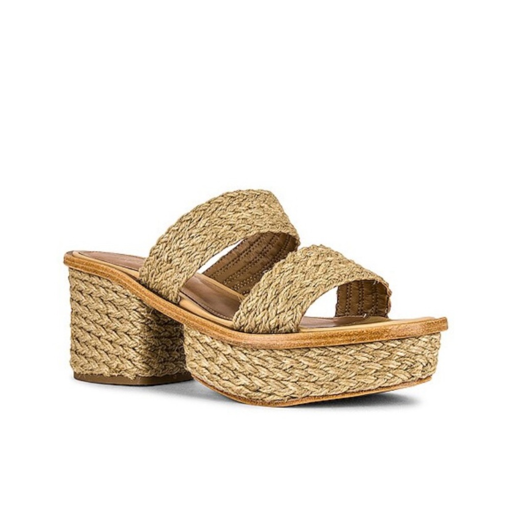 Raye Caba Heel Slip On Jute Platform Slide Sandal in Natural Size 8.
